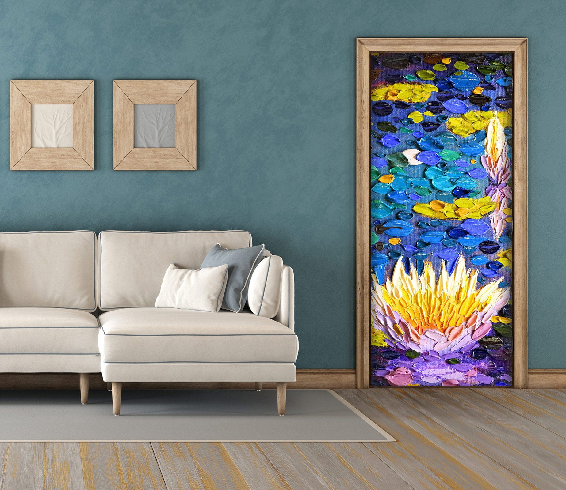 3D Night Lotus Pond 11305 Dena Tollefson Door Mural