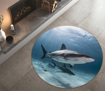 3D Shark 38074 Animal Round Non Slip Rug Mat