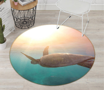 3D Turtle 081 Animal Round Non Slip Rug Mat Mat AJ Creativity Home 