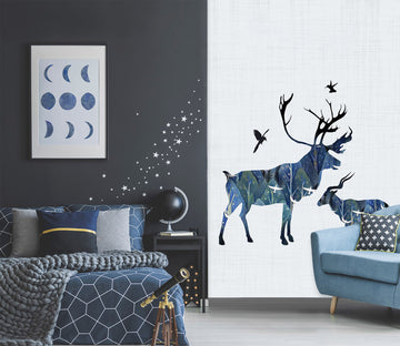 3D Fallow Deer Family 057 Wall Murals