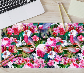 3D Pink Rose Bush Bird 120162 Uta Naumann Desk Mat