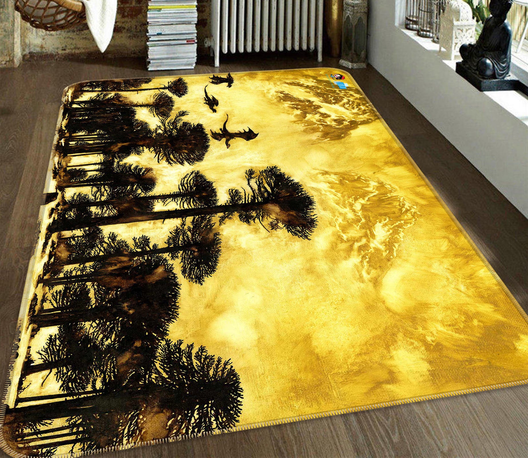 3D Trees 5154 Ciruelo Rug Non Slip Rug Mat