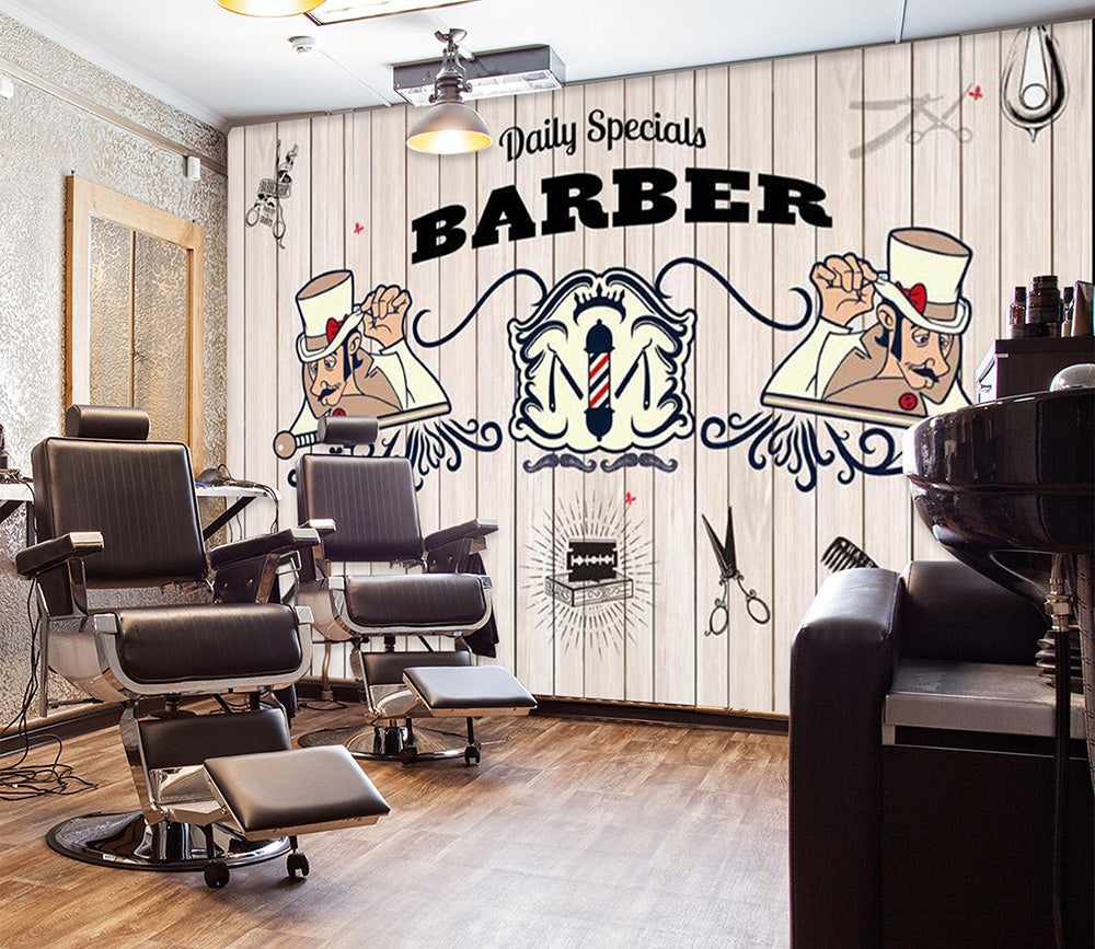 3D Cute Shape 1411 Barber Shop Wall Murals