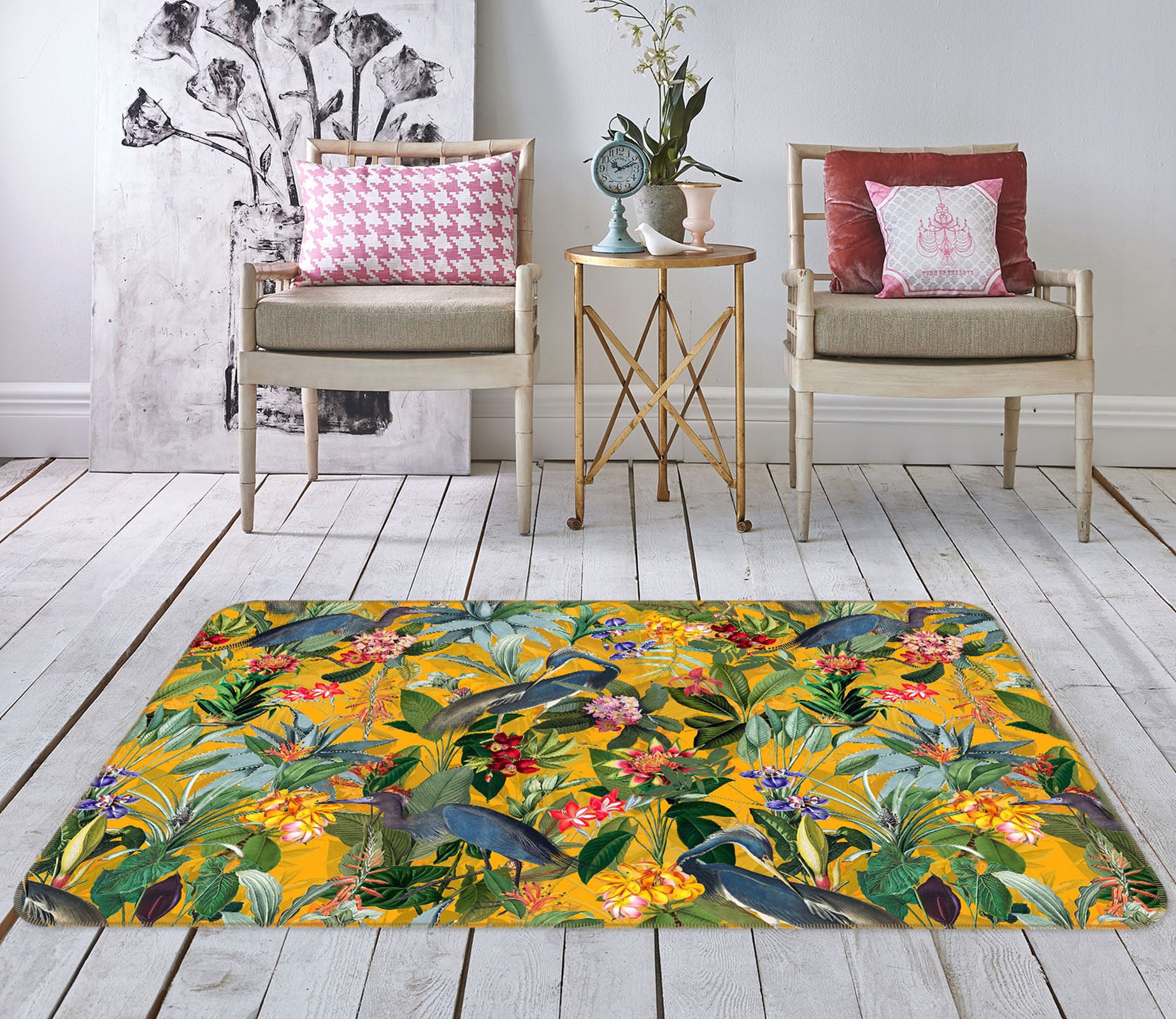 3D Yellow Flowers 170 Uta Naumann Rug Non Slip Rug Mat