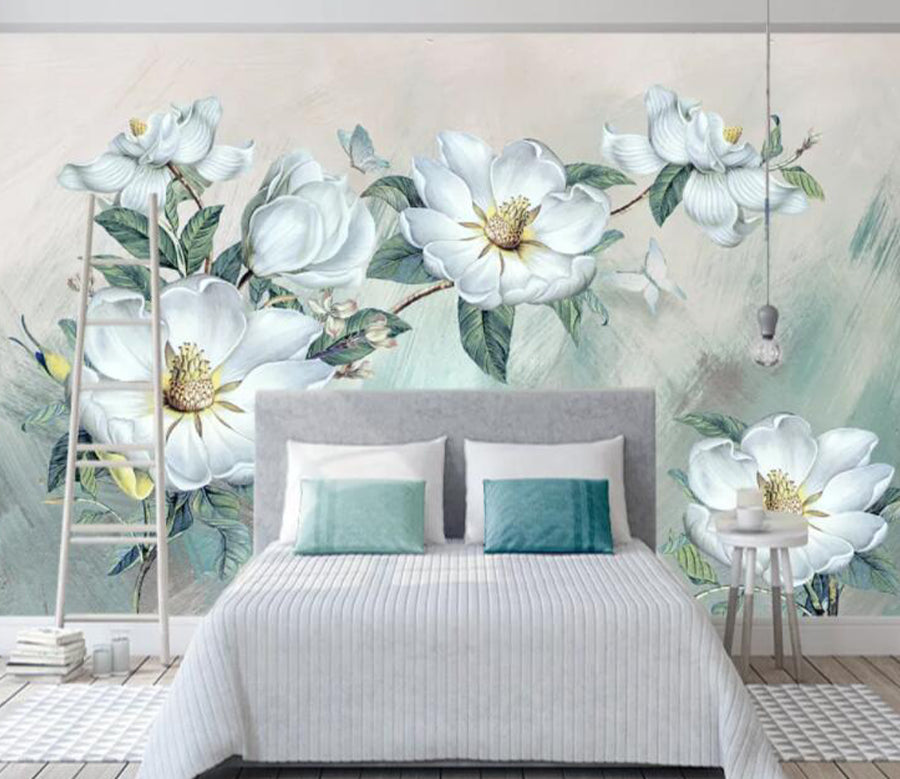 3D White Flower WC2390 Wall Murals