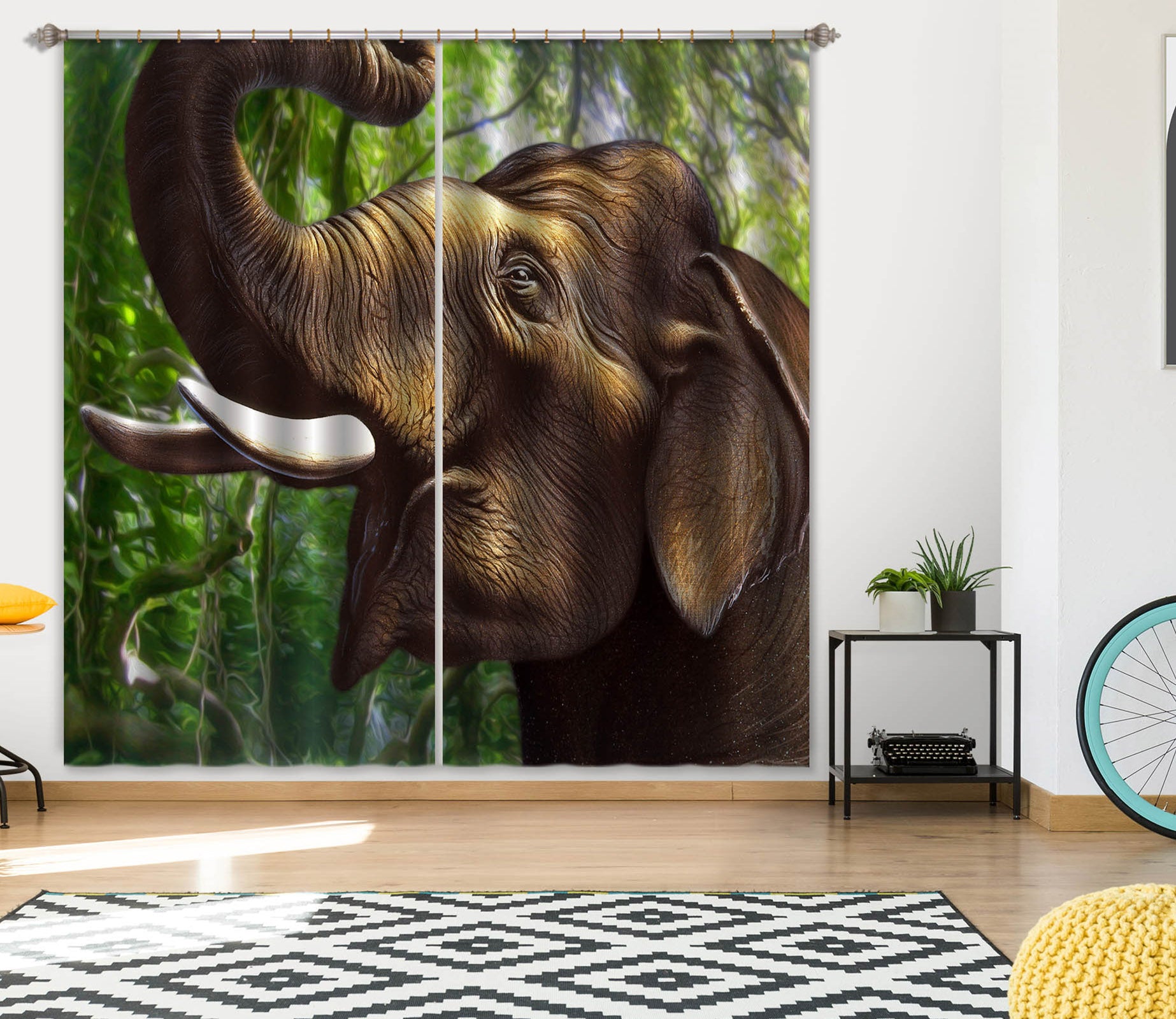 3D Indian Elephant 86056 Jerry LoFaro Curtain Curtains Drapes