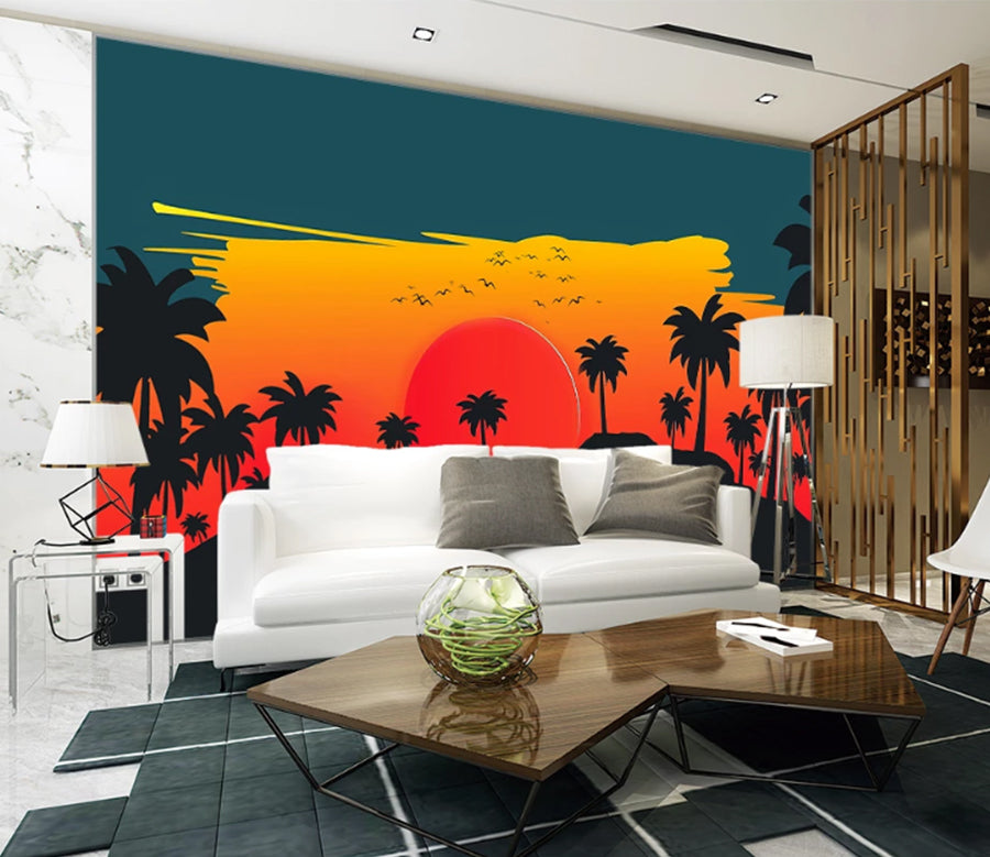 3D Sunset Tree WC2456 Wall Murals