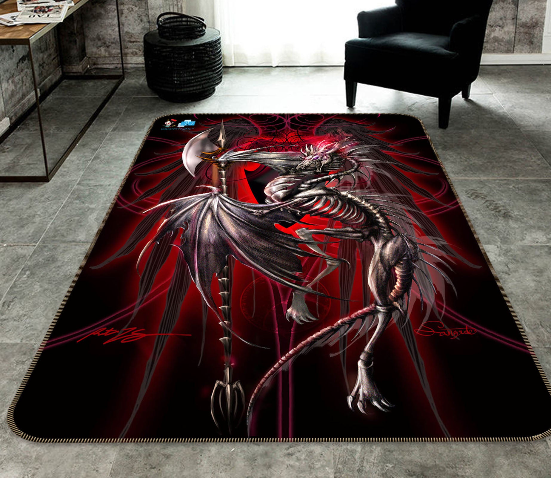 3D Gray Dragon 8239 Ruth Thompson Rug Non Slip Rug Mat