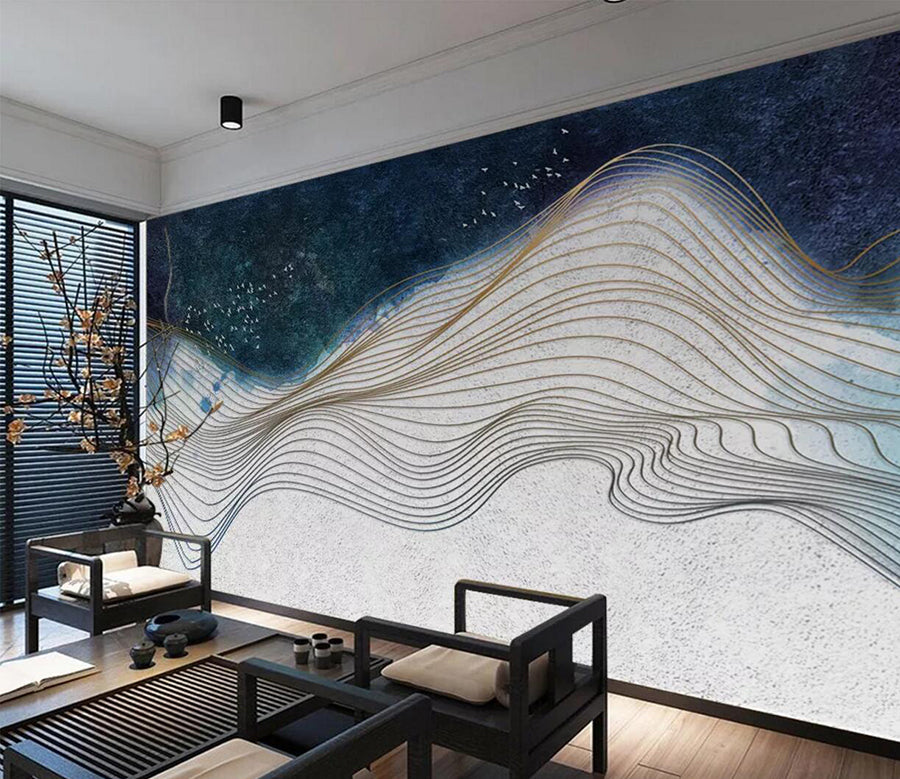 3D Golden Curve WC537 Wall Murals