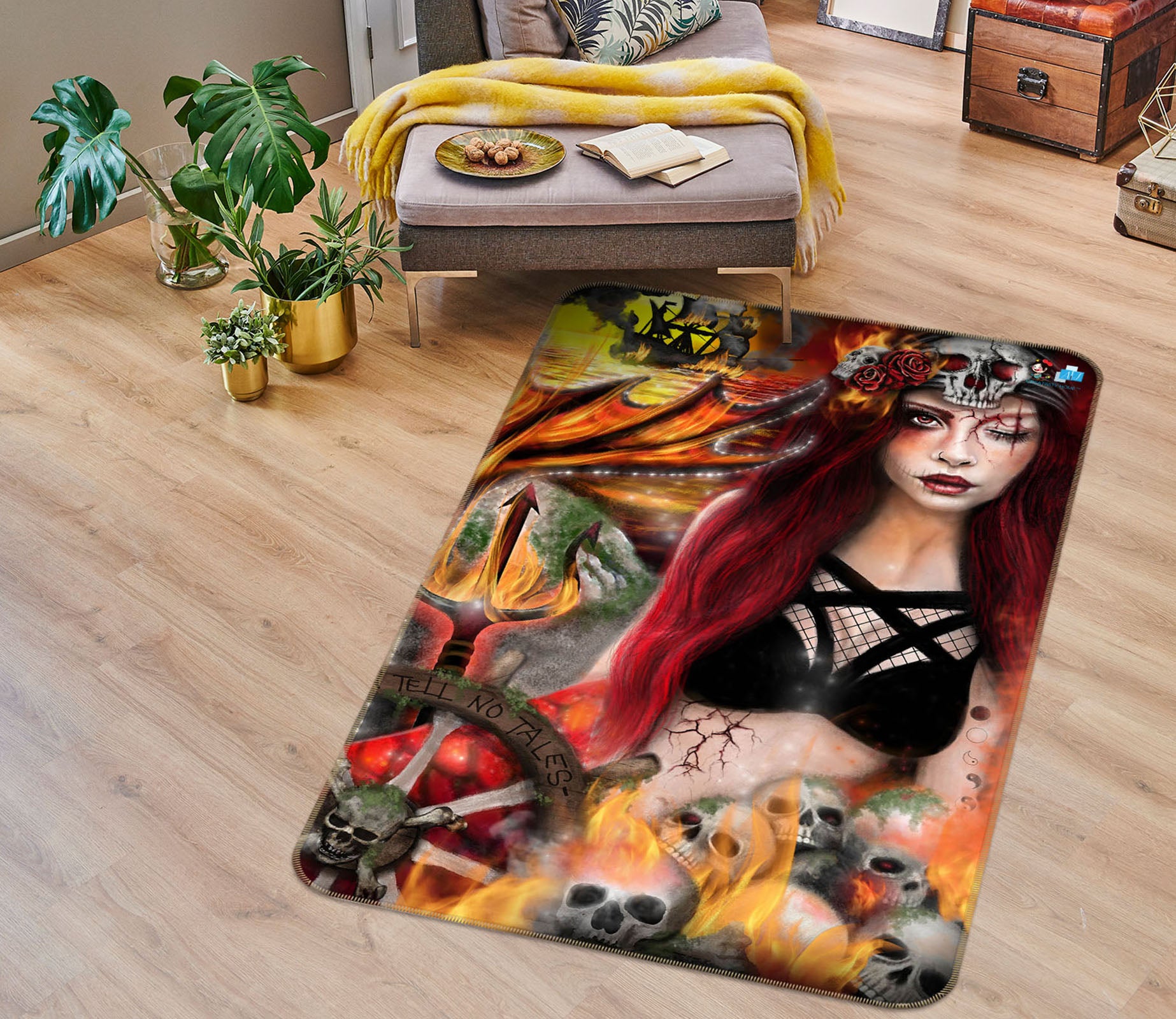 3D Woman Skeleton 8524 Sheena Pike Rug Non Slip Rug Mat