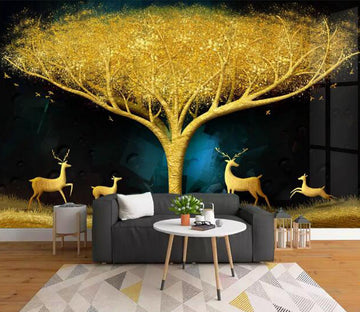 3D Golden Tree Fawn WC1914 Wall Murals