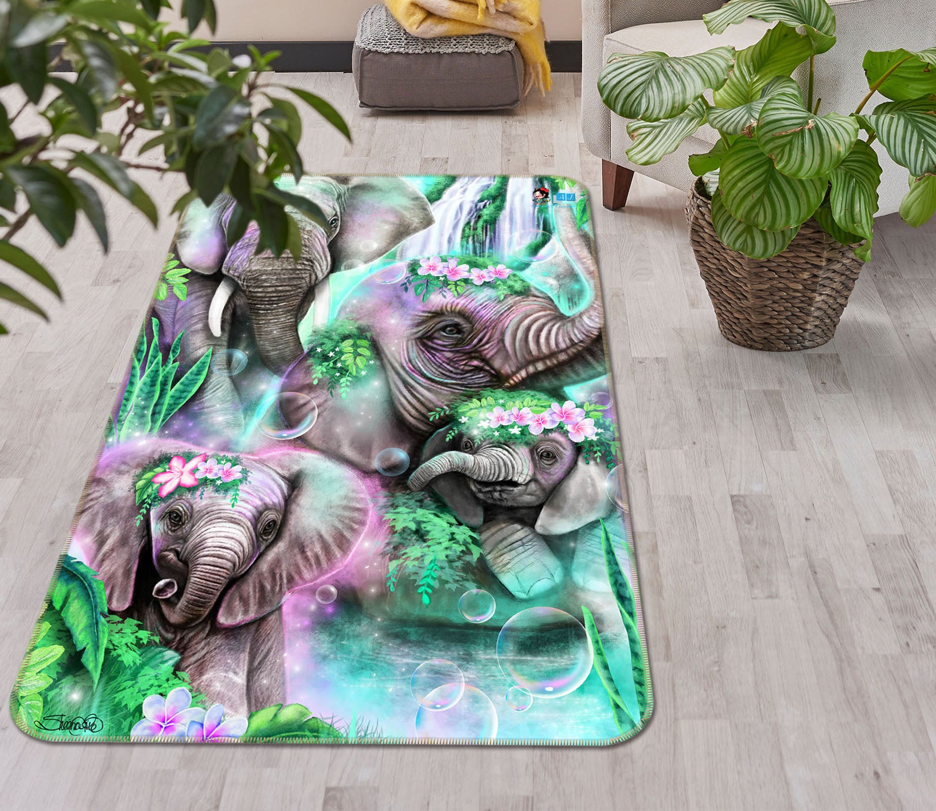 3D Animal Elephant 8533 Sheena Pike Rug Non Slip Rug Mat