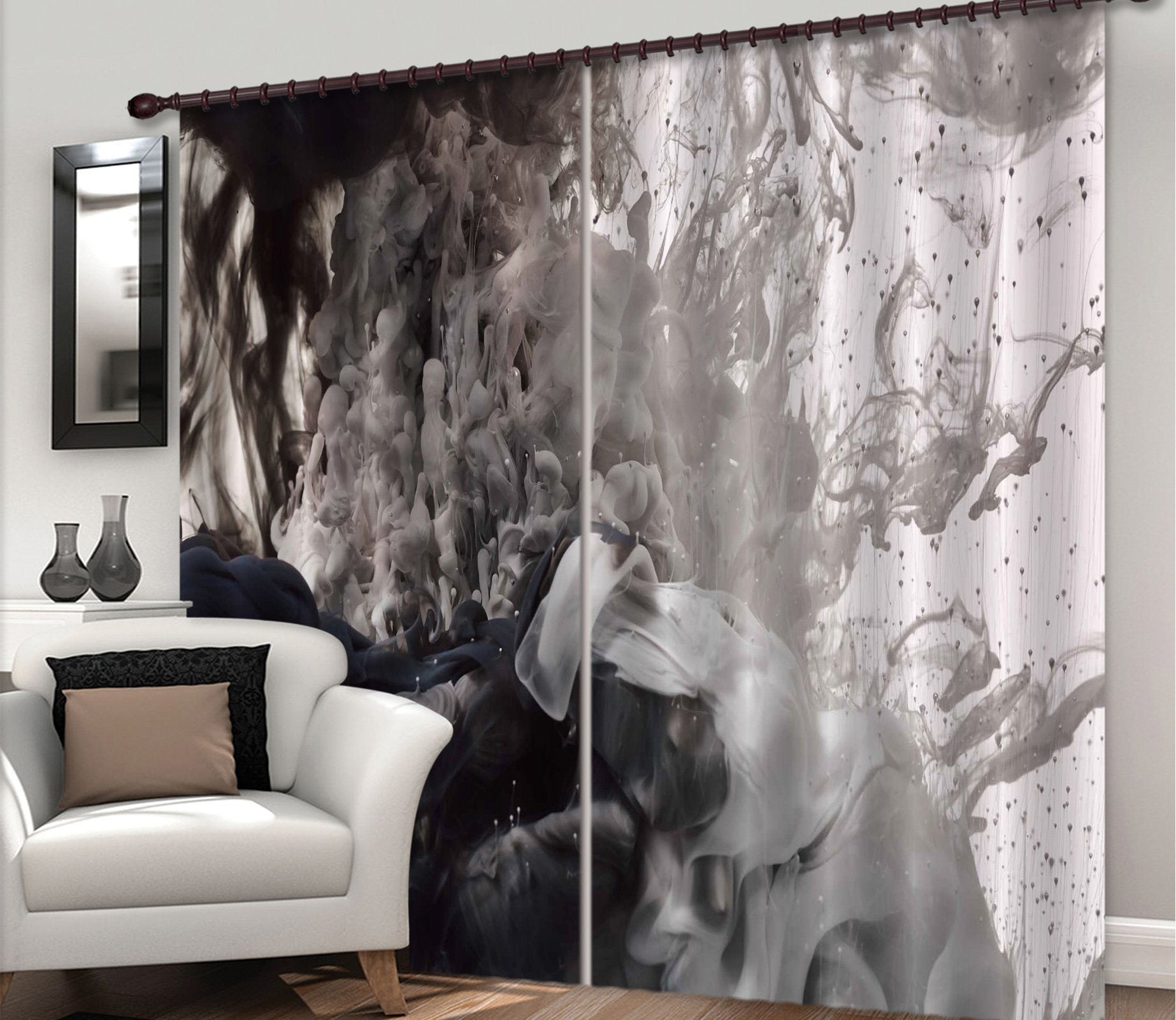 3D Black Abstract Painting 31 Curtains Drapes Curtains AJ Creativity Home 