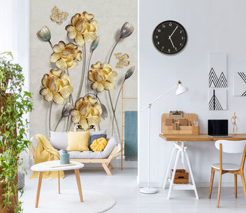 3D Golden Flowers 1847 Wall Murals