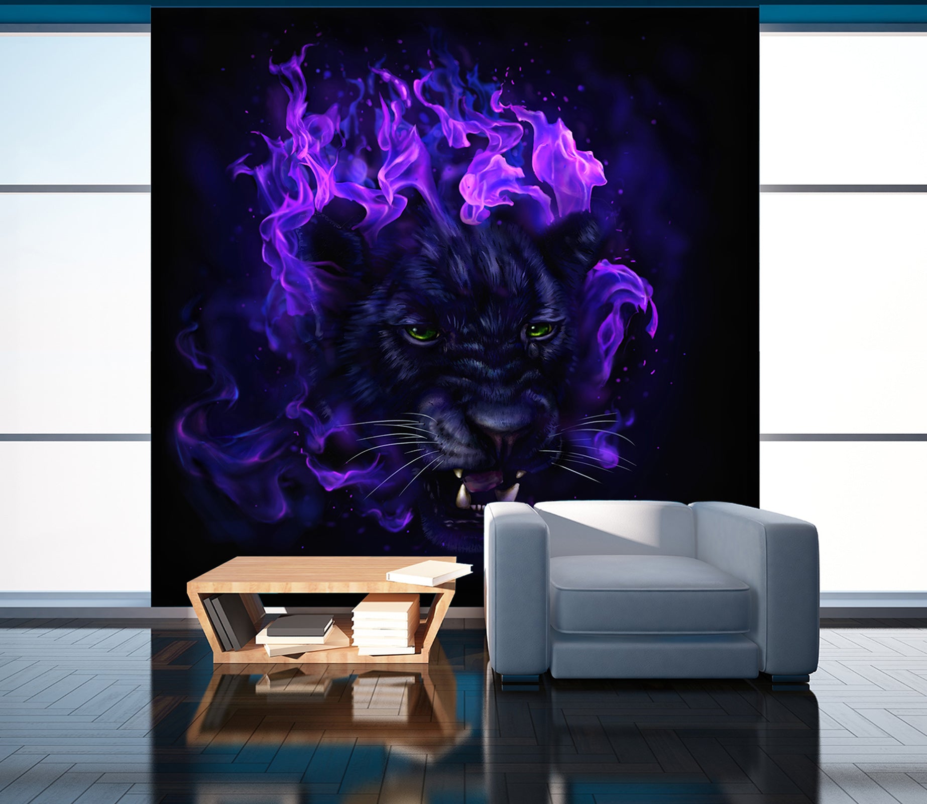 3D Purple Tiger 330 Wall Murals