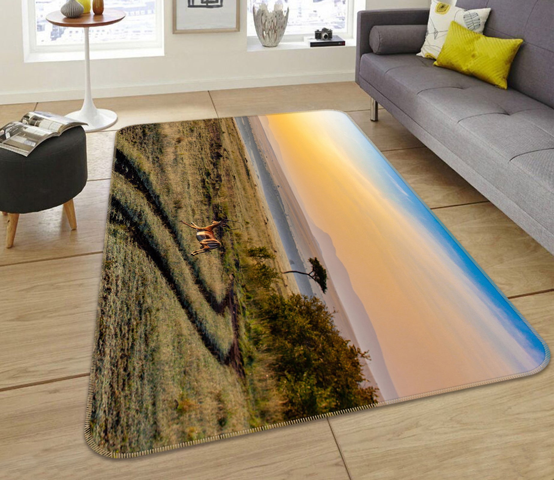 3D Grassland Antelope 82081 Animal Non Slip Rug Mat