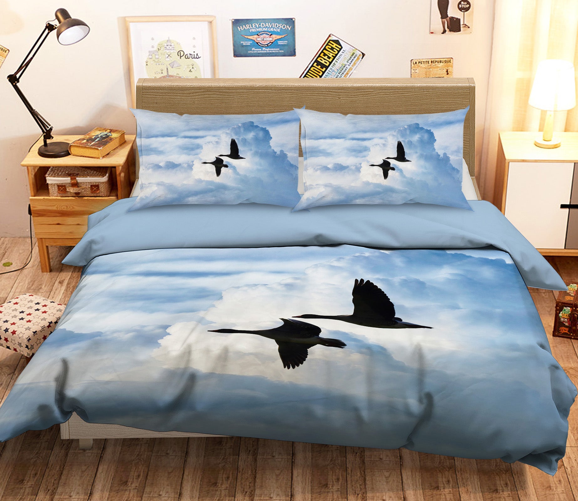 3D Cloud Goose 055 Bed Pillowcases Quilt