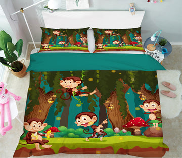 3D Forest Monkey 60057 Bed Pillowcases Quilt