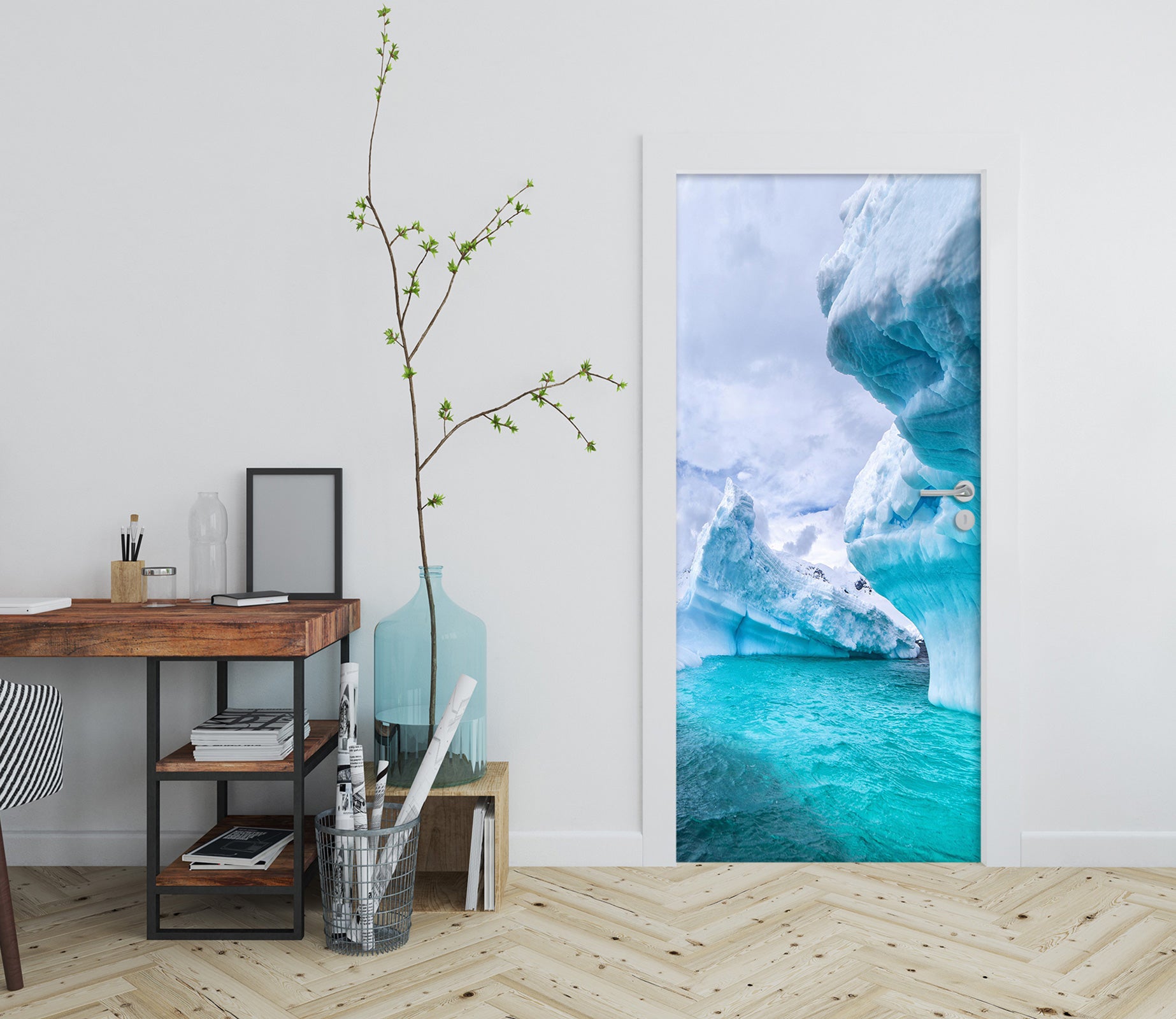 3D Blue Glacier 179 Door Mural