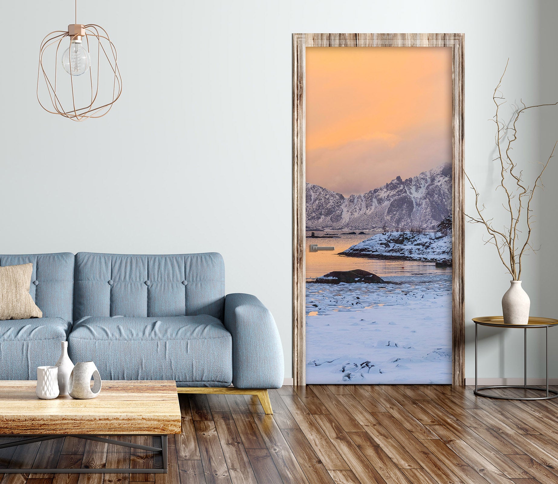 3D Snow Mountain Lakeside 119193 Marco Carmassi Door Mural