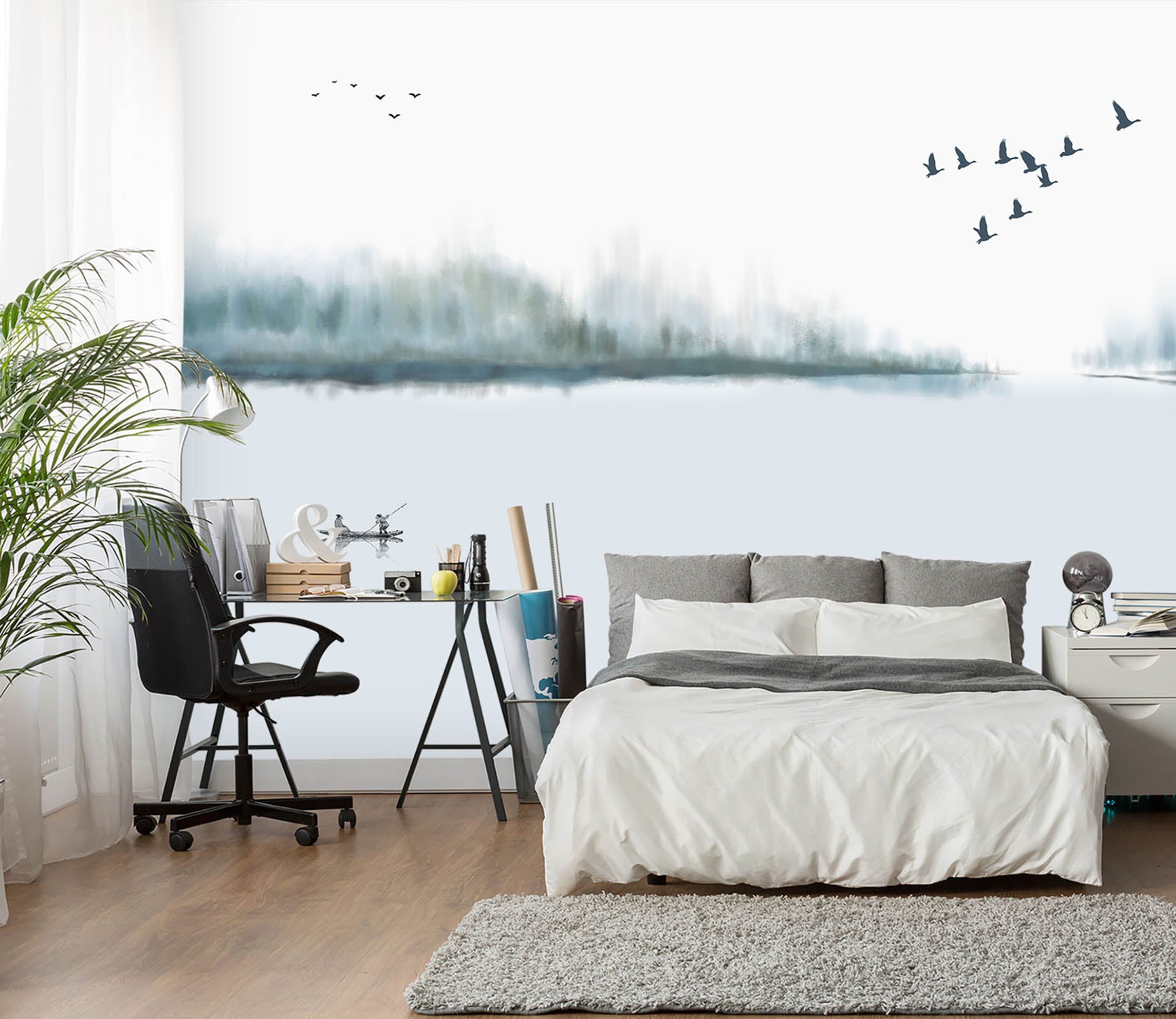 3D River Birds 1426 Wall Murals