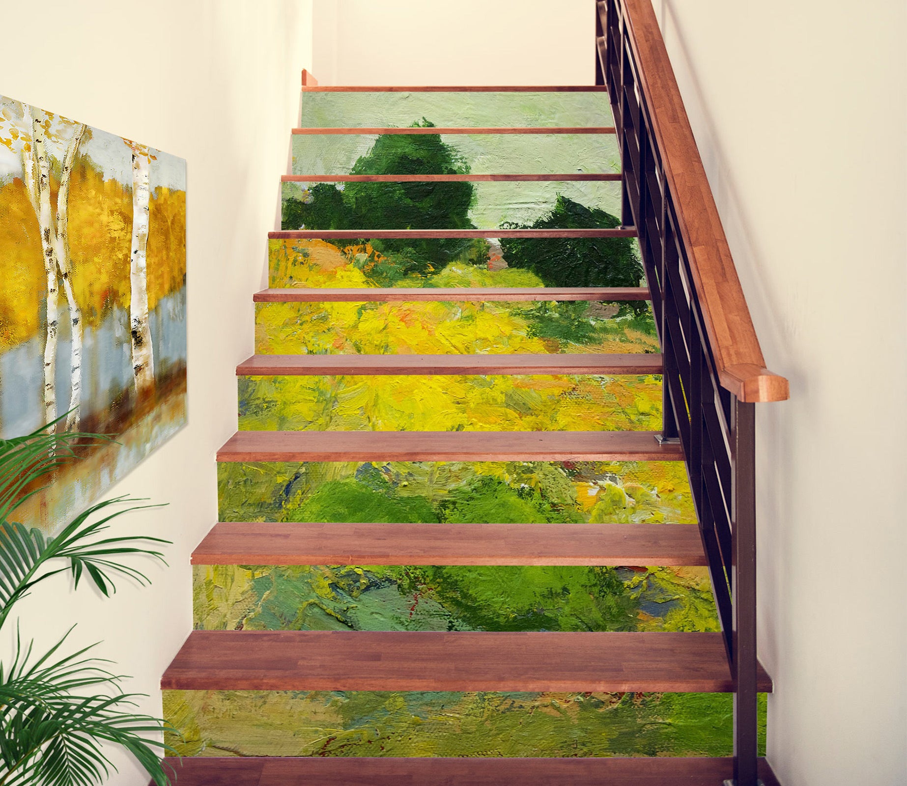 3D Yellow-Green Clump Oil Painting 9070 Allan P. Friedlander Stair Risers