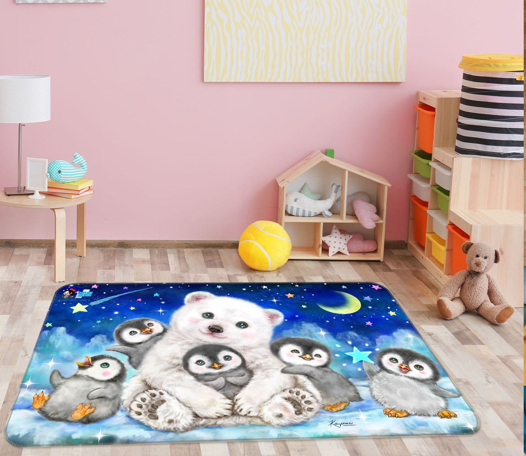 3D Cute Bear Penguin 5738 Kayomi Harai Rug Non Slip Rug Mat