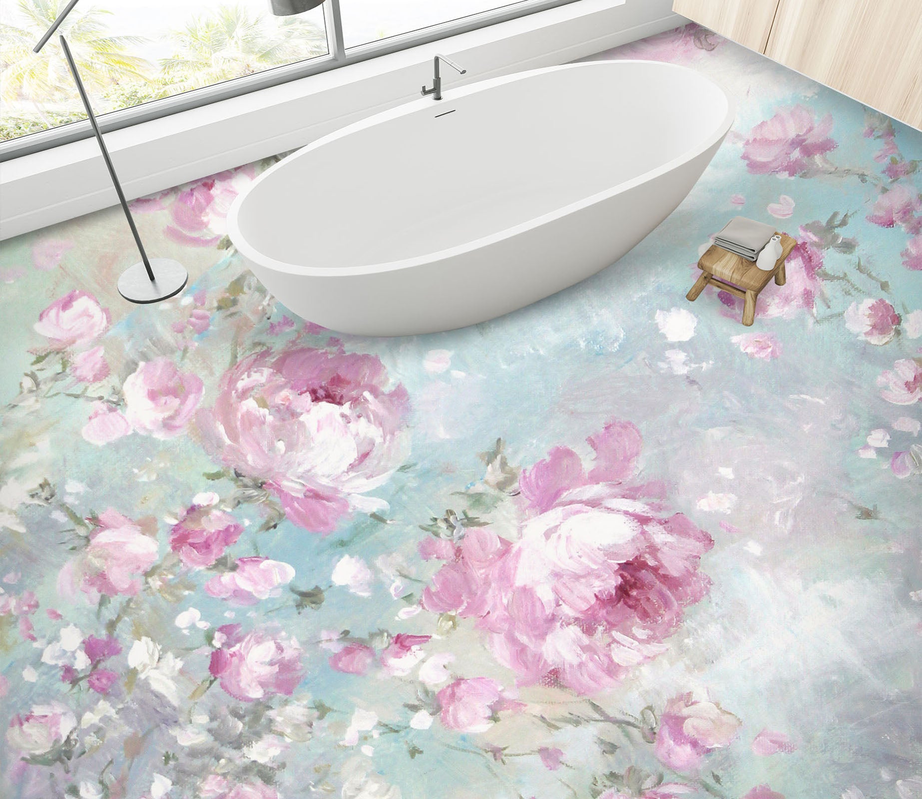 3D Pink Rose Petal 9948 Debi Coules Floor Mural