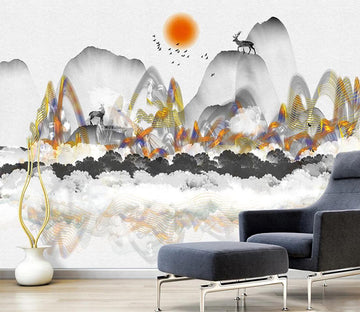 3D Mountain Deer WC663 Wall Murals