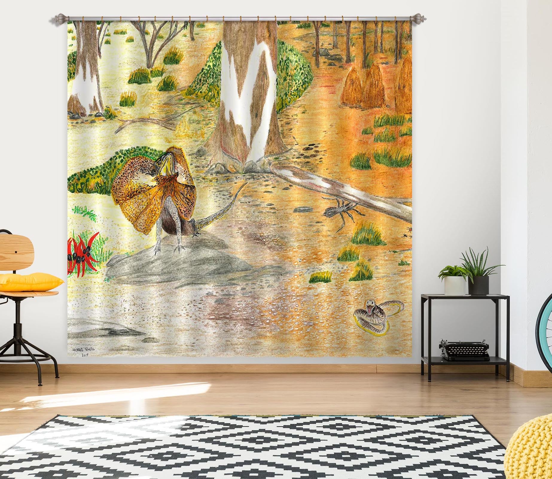 3D Desert Animal 050 Michael Sewell Curtain Curtains Drapes