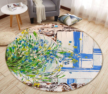 3D Flower Painting 930 Skromova Marina Rug Round Non Slip Rug Mat