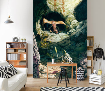 3D Dragon Cave Soldier 7095 Ciruelo Wall Mural Wall Murals