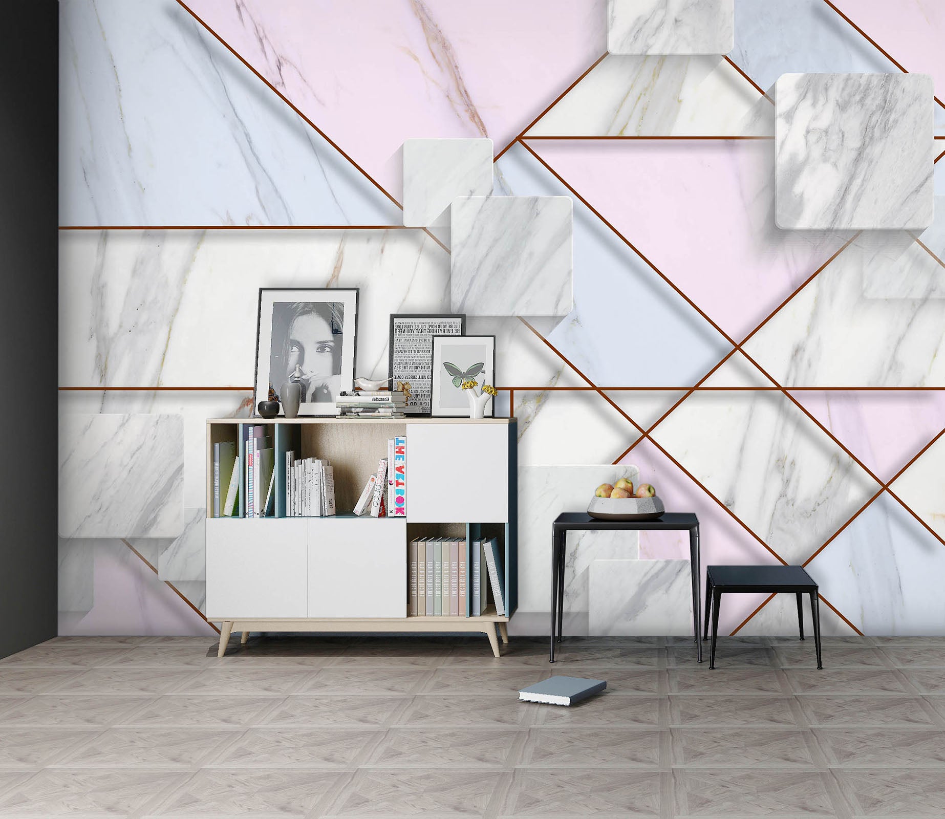 3D Pink Marble 1069 Wall Murals