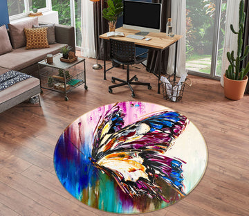 3D Colorful Butterfly 880 Skromova Marina Rug Round Non Slip Rug Mat