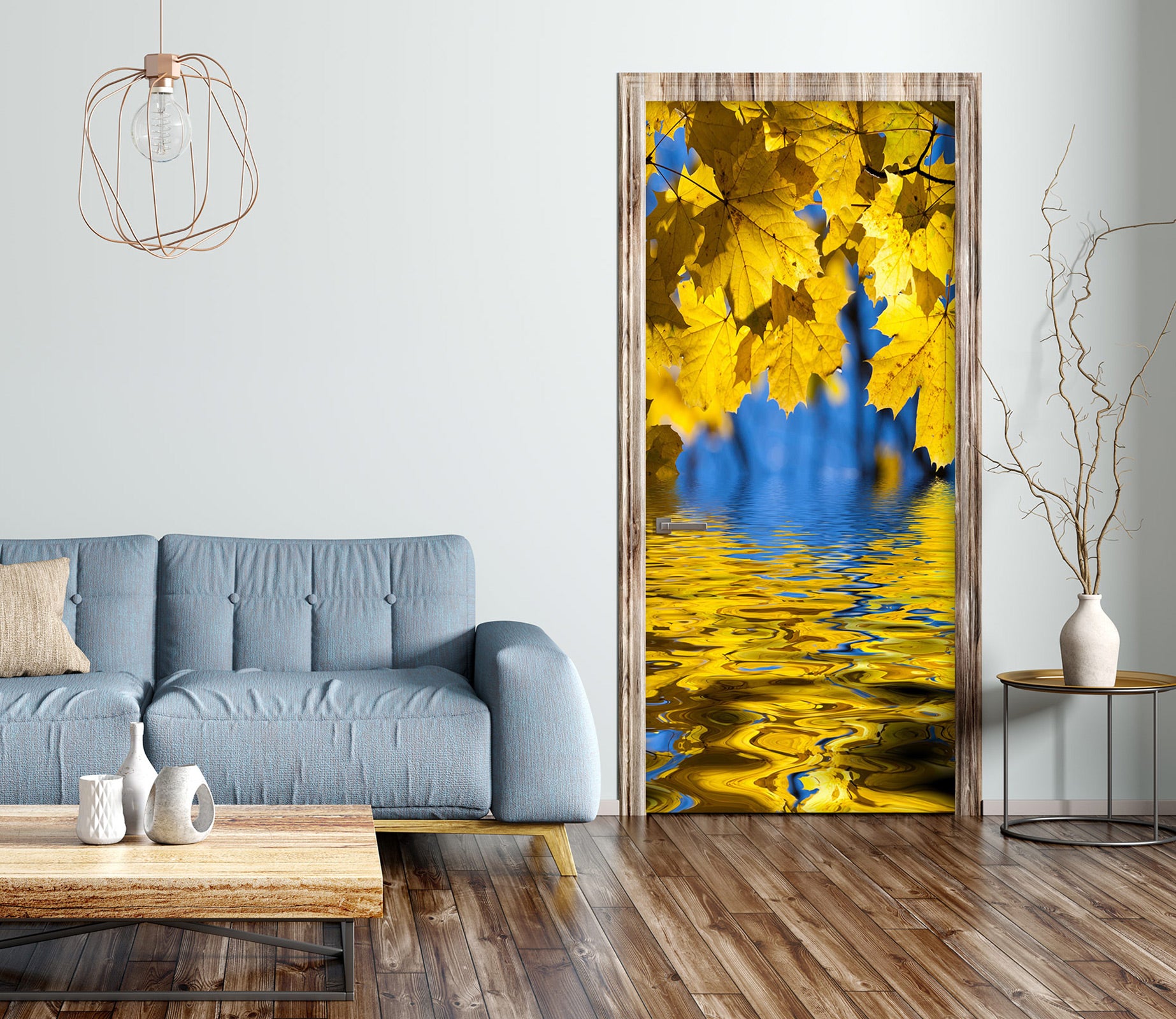 3D Yellow Leaves 23211 Door Mural