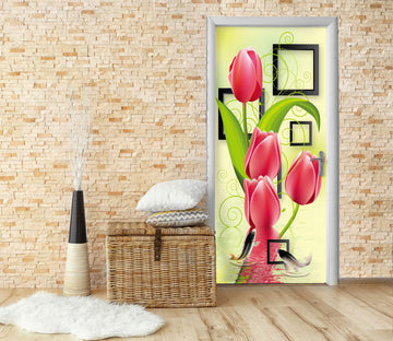 3D Red Rose 234 Door Mural