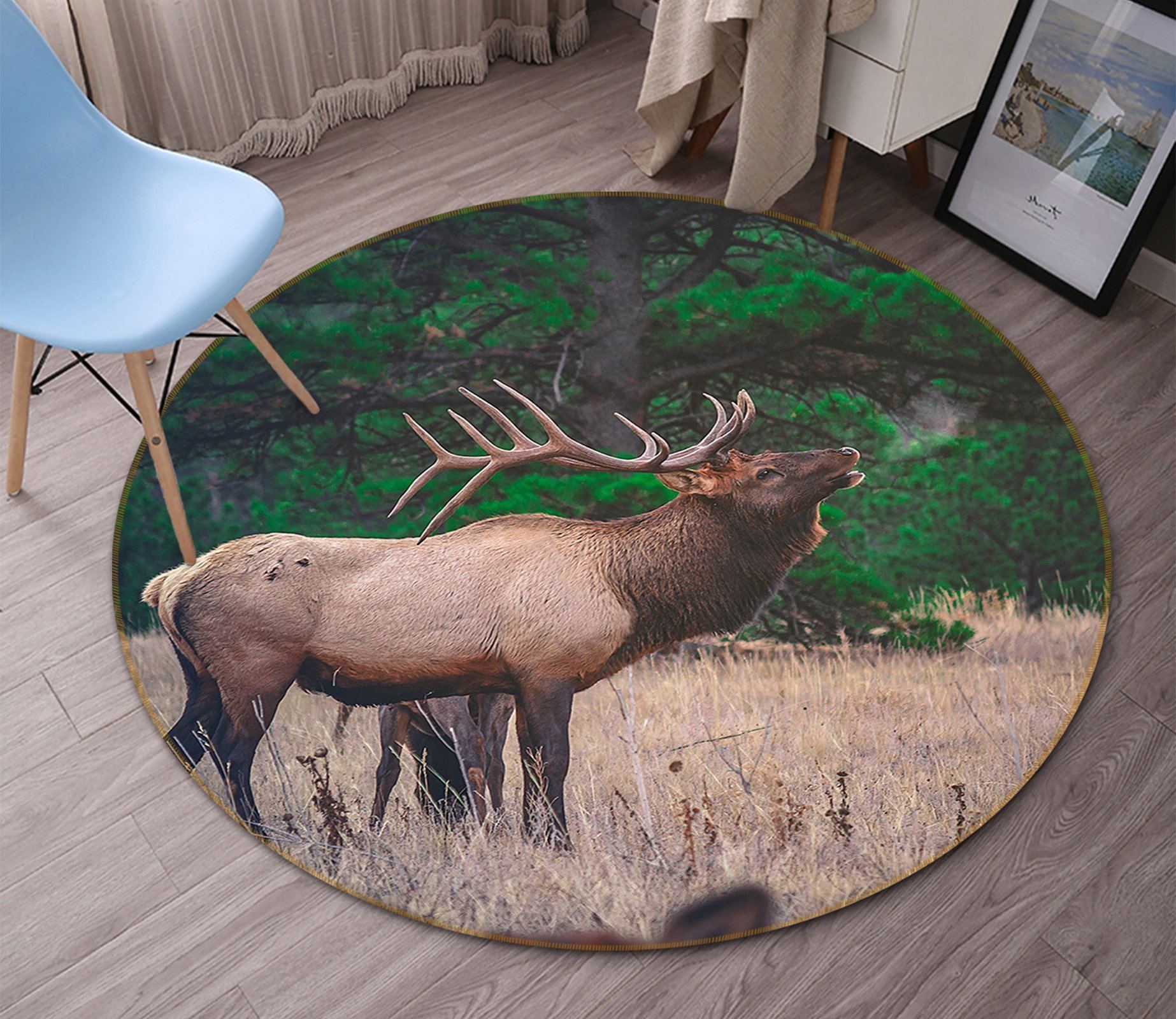 3D Wilderness Antelope 38 Animal Round Non Slip Rug Mat Mat AJ Creativity Home 