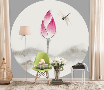 3D Moon Night Lotus 001 Wall Murals