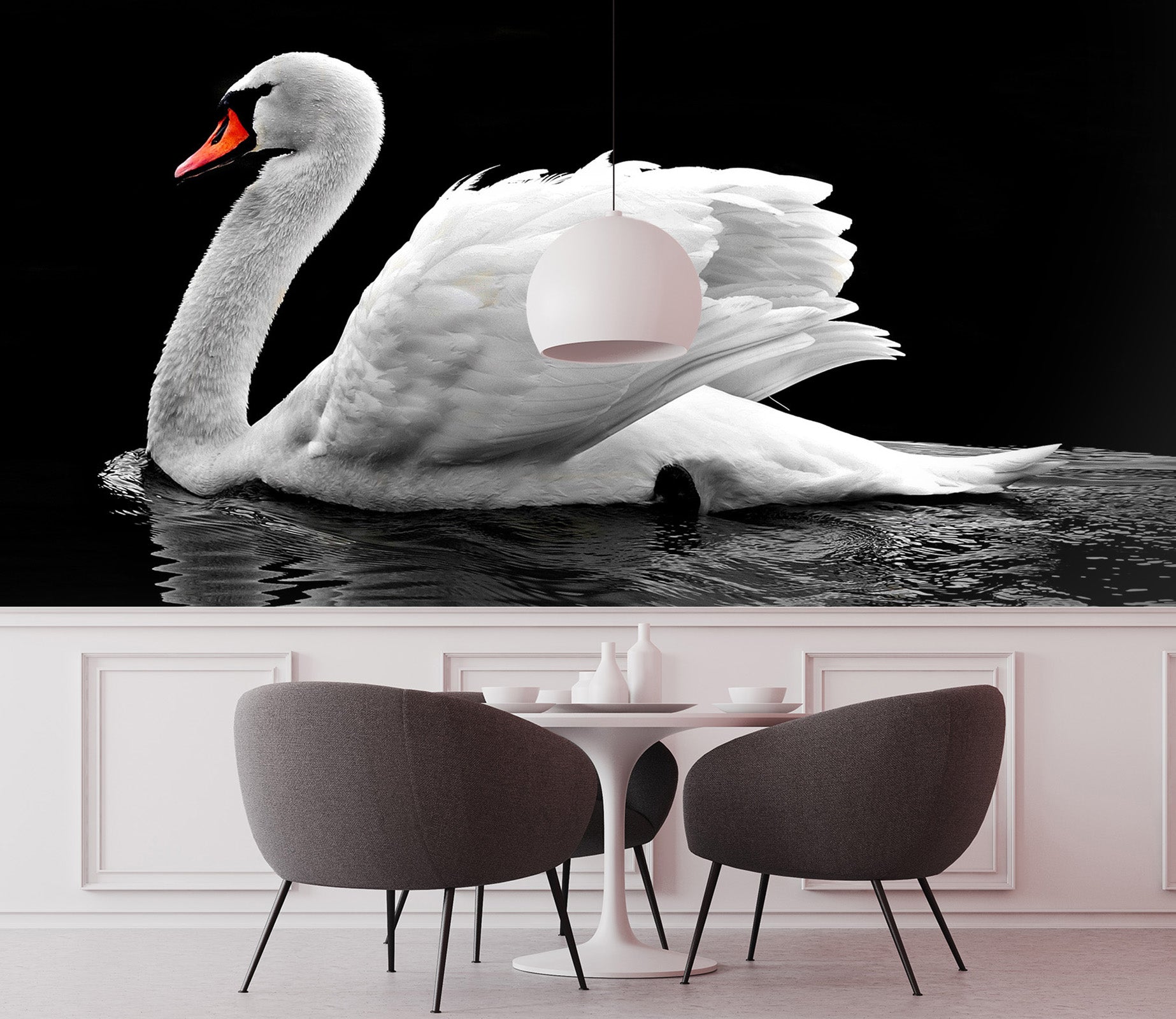 3D White Swan 268 Wall Murals