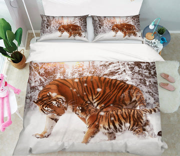 3D Snow Tiger 1950 Bed Pillowcases Quilt Quiet Covers AJ Creativity Home 