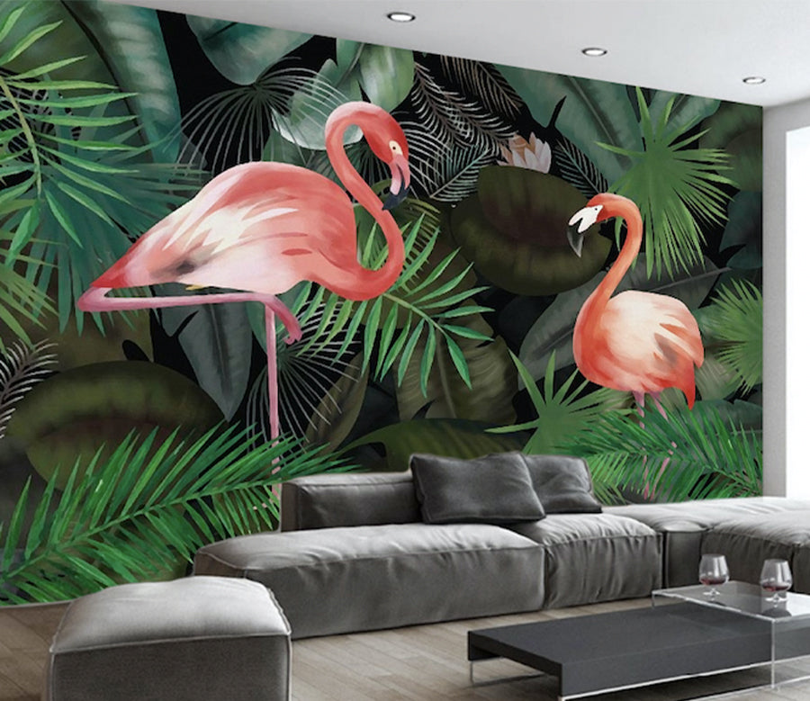 3D Flamingo Forest WG174 Wall Murals