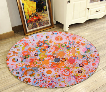 3D Colorful Circle 1336 Misako Chida Rug Round Non Slip Rug Mat