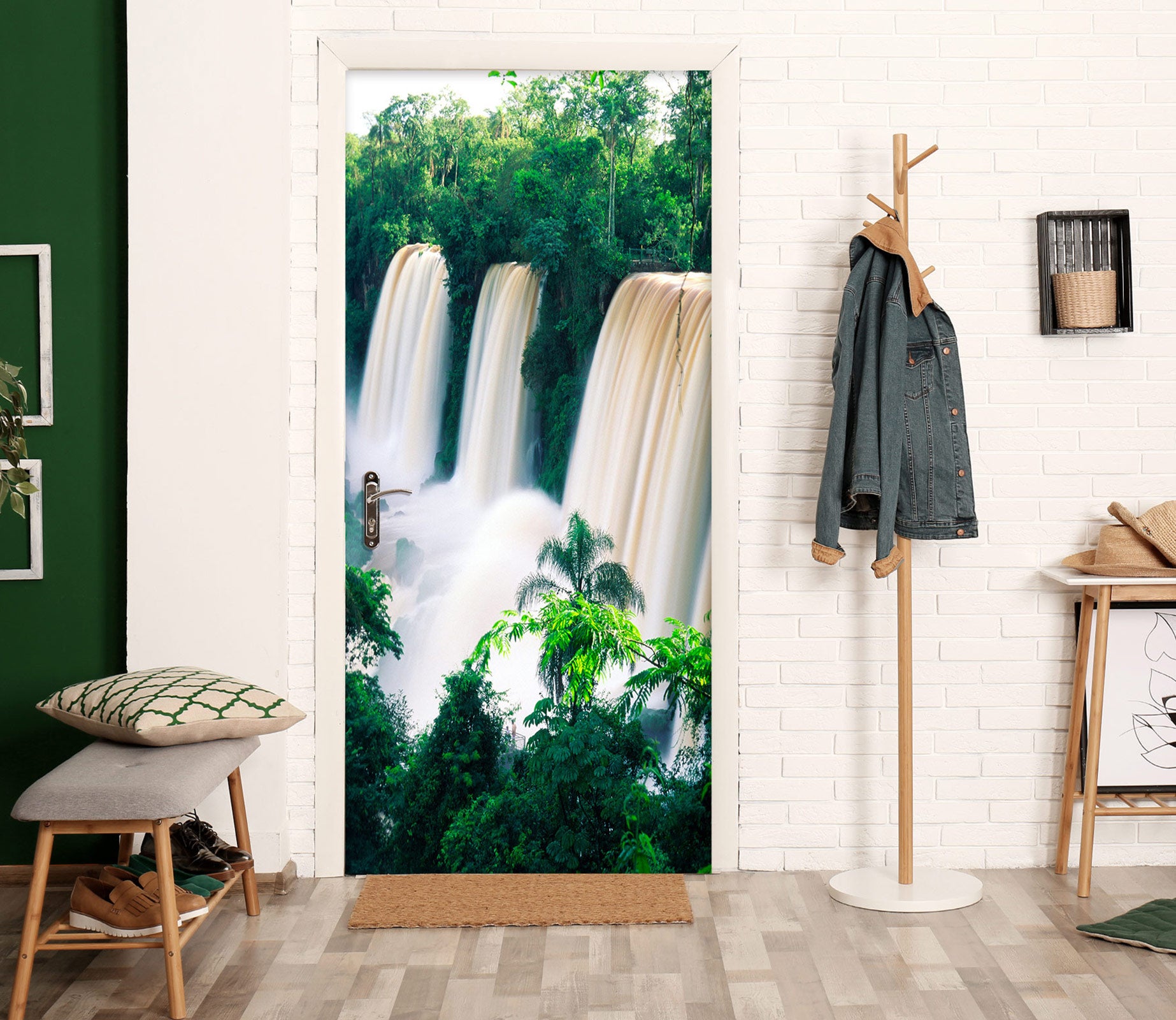 3D Jungle Waterfall 23053 Door Mural