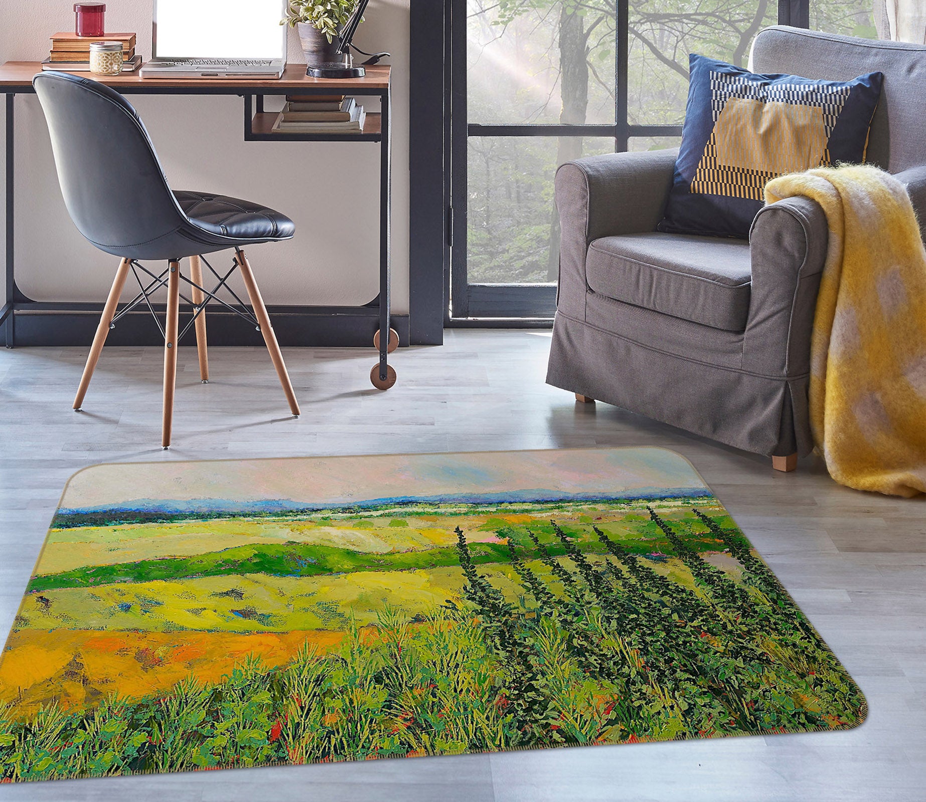 3D Summer Field 1028 Allan P. Friedlander Rug Non Slip Rug Mat