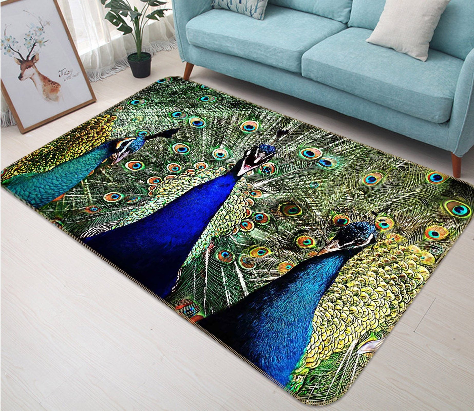 3D Peacock Opening 617 Animal Non Slip Rug Mat Mat AJ Creativity Home 