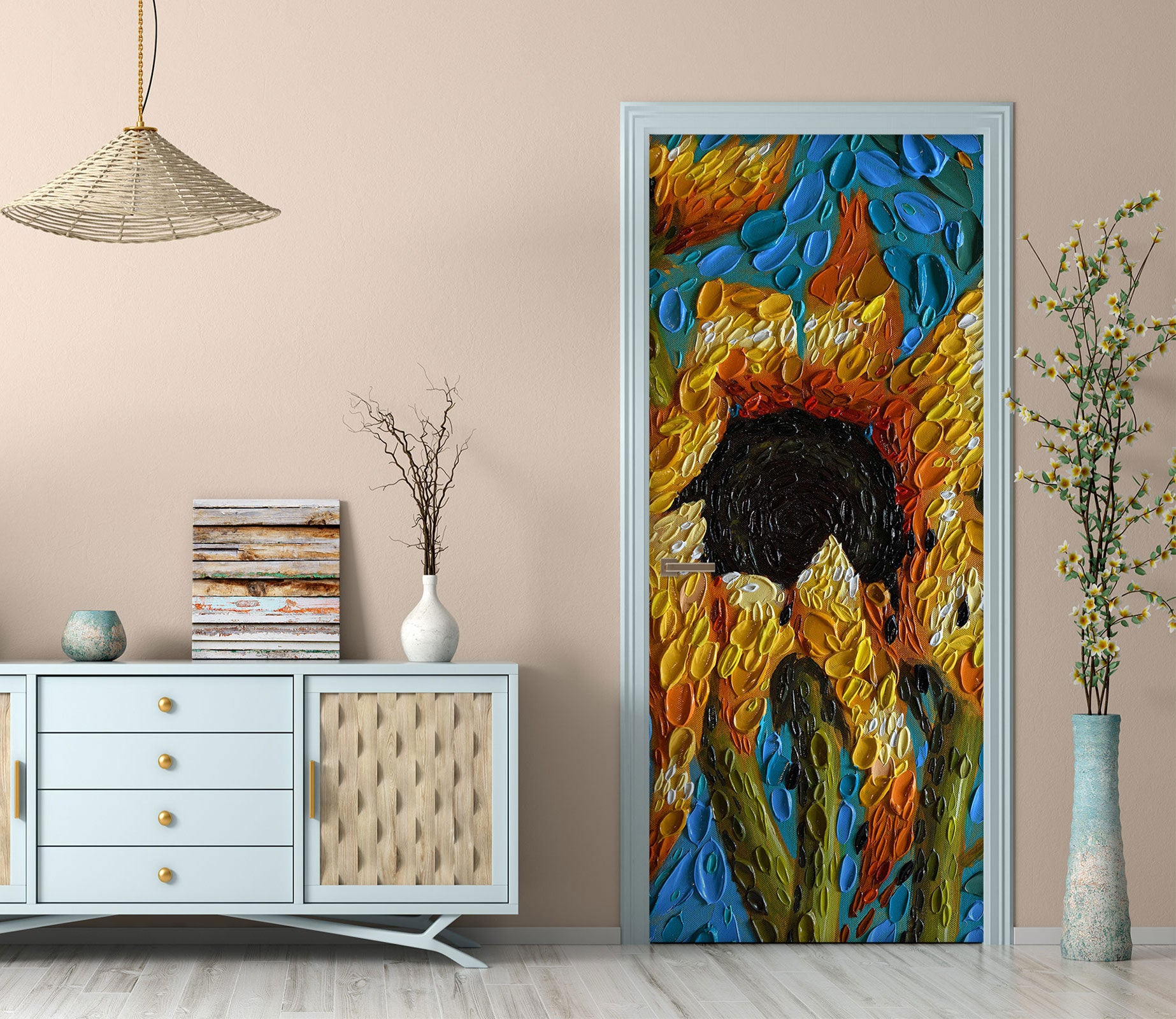 3D Sunflower Painting 11312 Dena Tollefson Door Mural