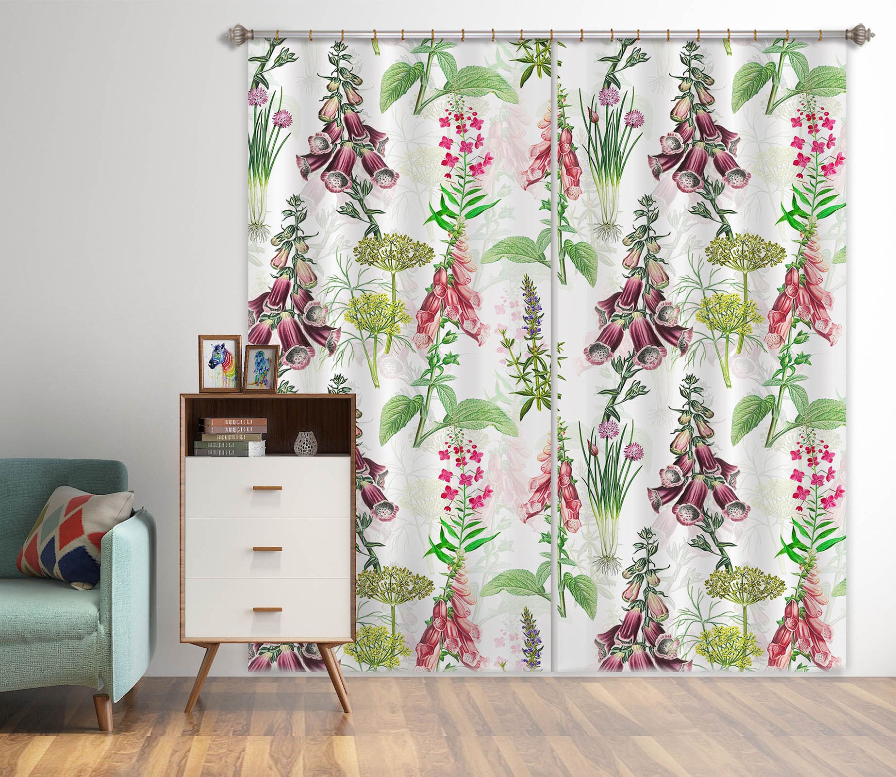 3D Colored Flowers 107 Uta Naumann Curtain Curtains Drapes