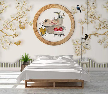 3D Plum Swallow WC1527 Wall Murals