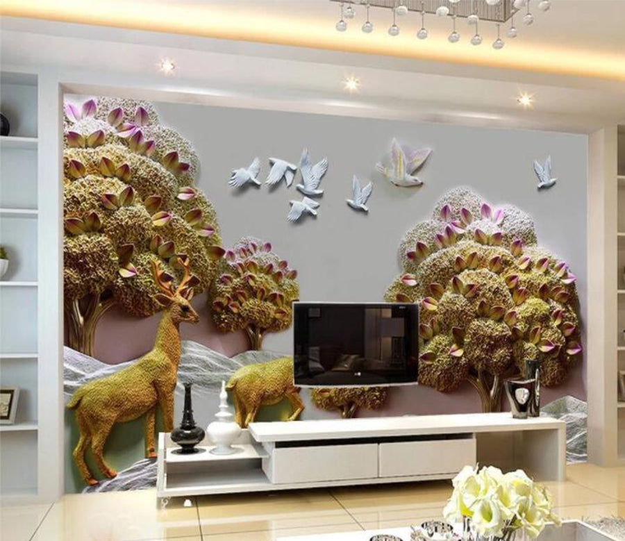 3D Yellow Deer WC865 Wall Murals