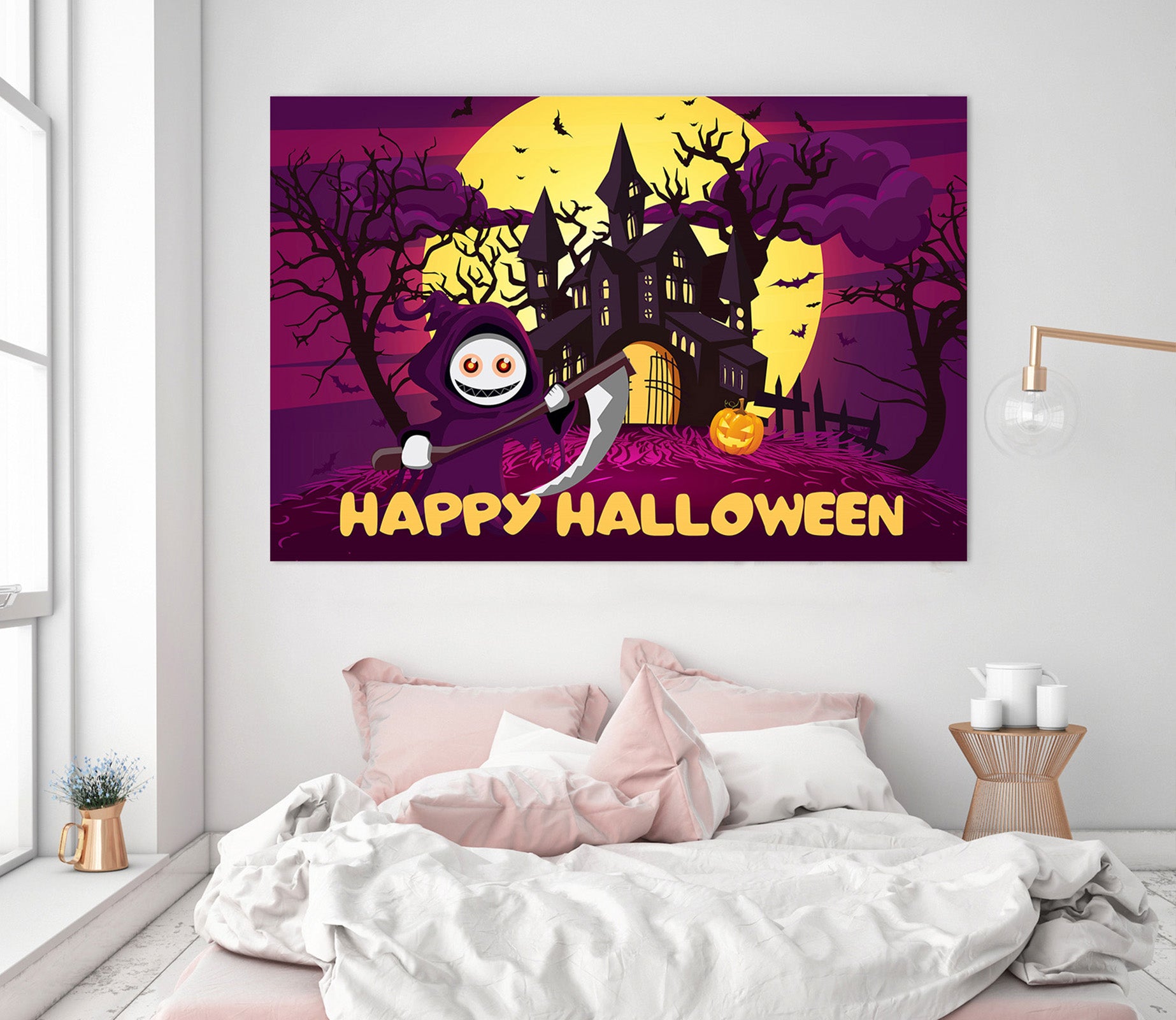 3D Moon Villa Scythe 004 Halloween Wall Stickers Wallpaper AJ Wallpaper 2 